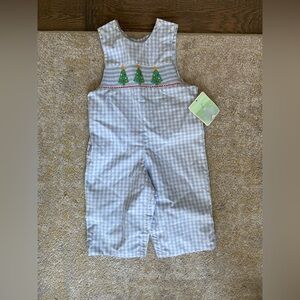 Petite Palace Blue & White Gingham Smocked Overalls – 18M – NWT 🎄